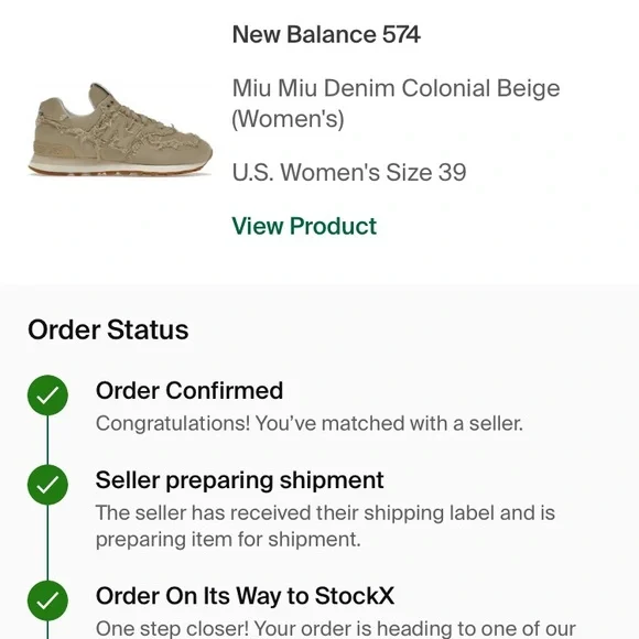 New Balance 574 X Miu Women's Miu Denim Sneakers Color Beige - Picture 13 of 13